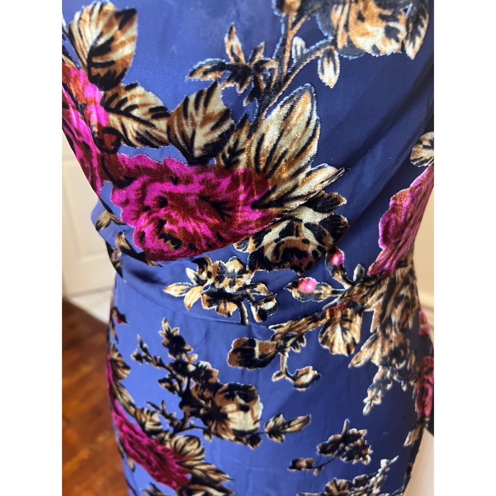 Lulus Navy Blue Floral Burnout Velvet Cowl Neck Maxi Dress Slit NWT Size S - Picture 10 of 14